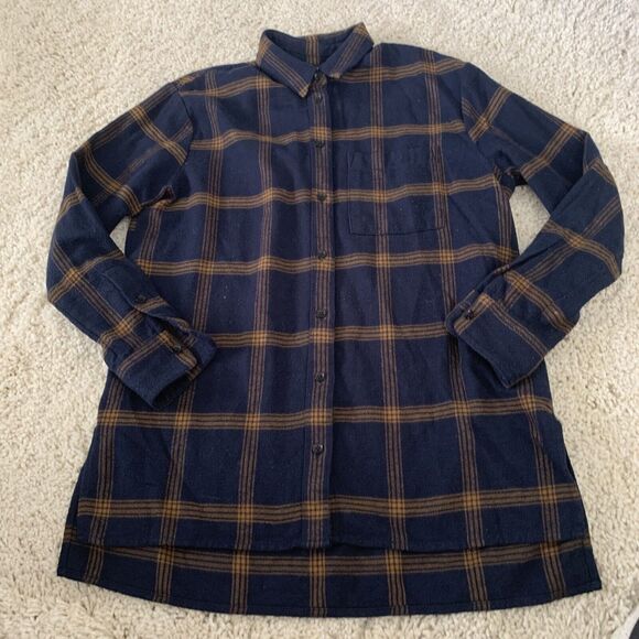 Madewell Tops - Madewell Shirt Womens Sz XXS Blue Plaid Flannel Long Sleeve Button Up